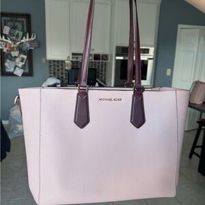 Michael Kors Light Pink Tote with Dark Brown Accents